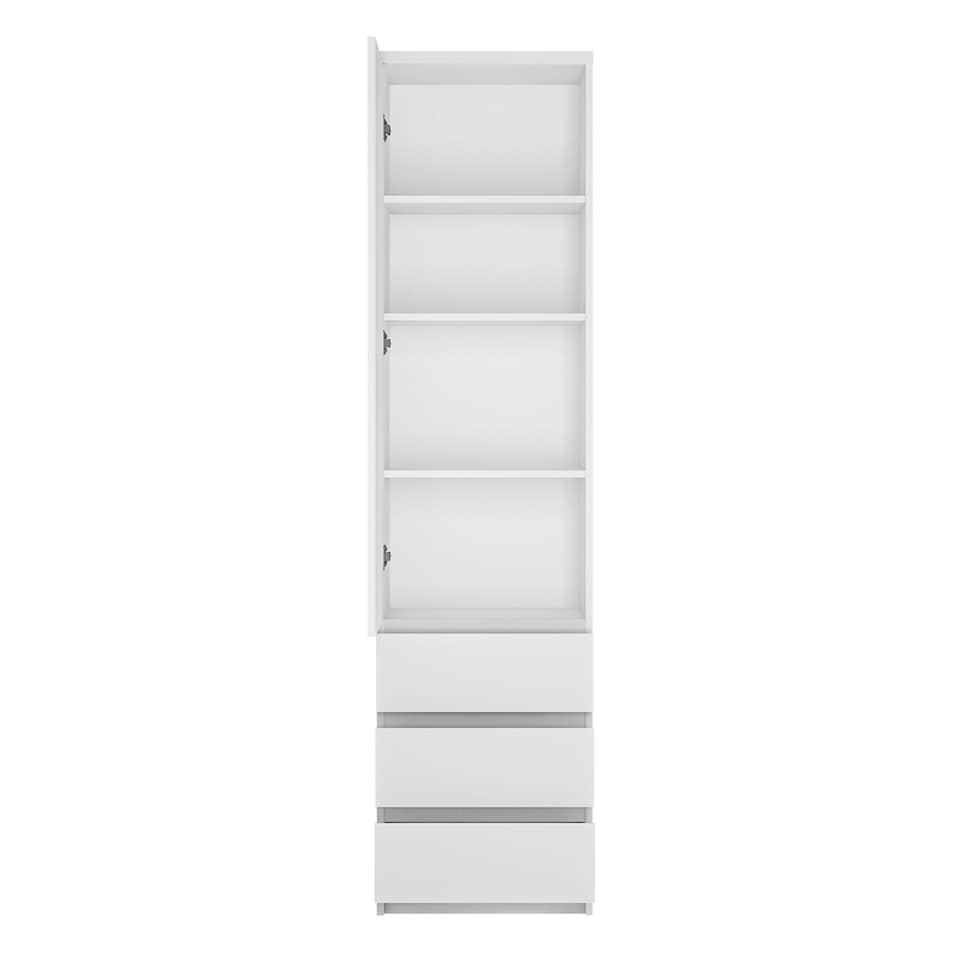image 1 of Fribo Tall Narrow 1 Door 3 Drawer Cupboard in White