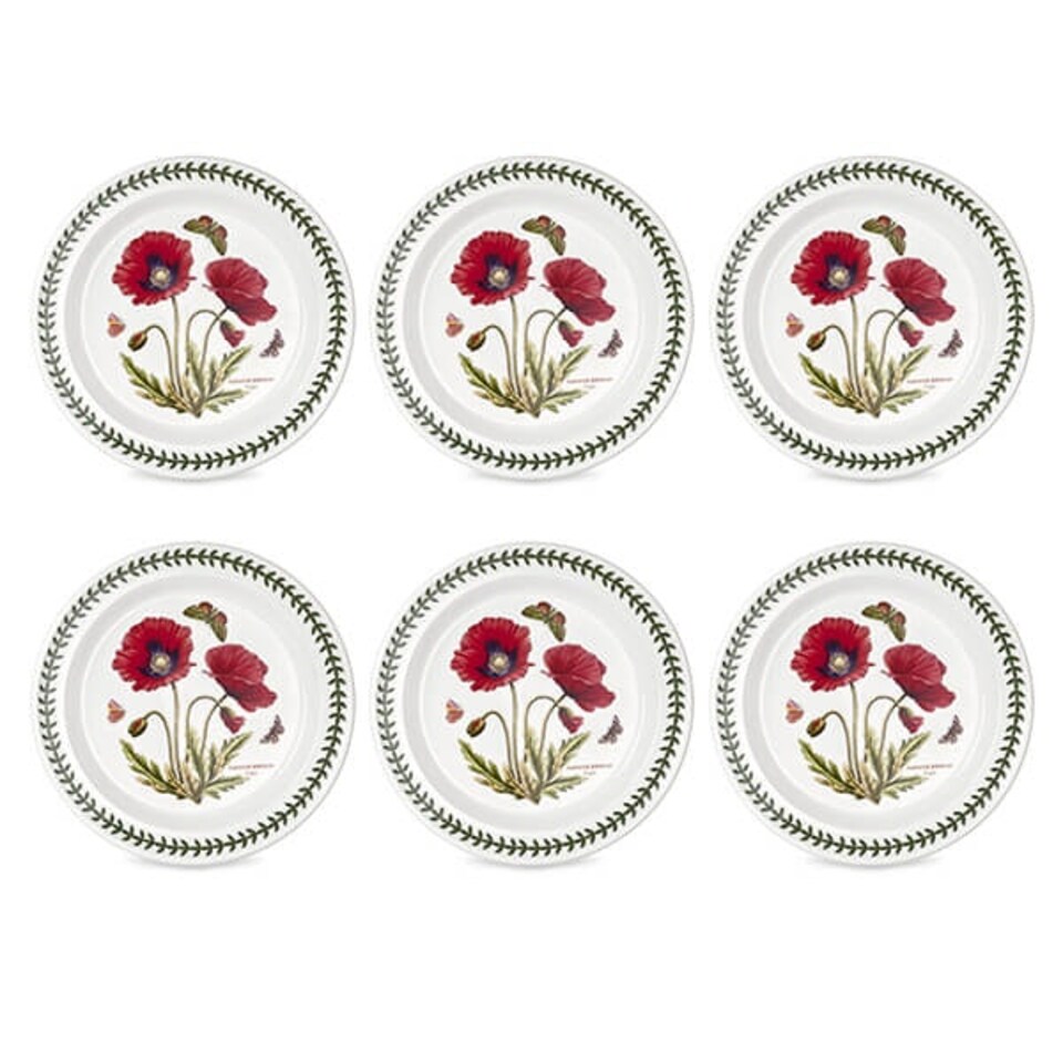 image 1 of Portmeirion Botanic Garden 10" Plate Poppy Set of 6