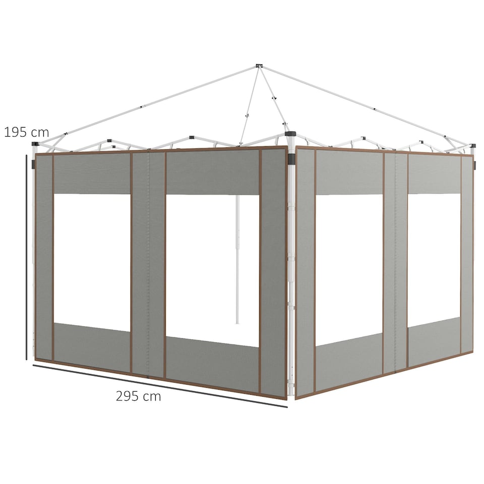 image 1 of Outsunny 3x3(m) or 3x6m Pop Up Gazebo Side Panels with Windows, Grey