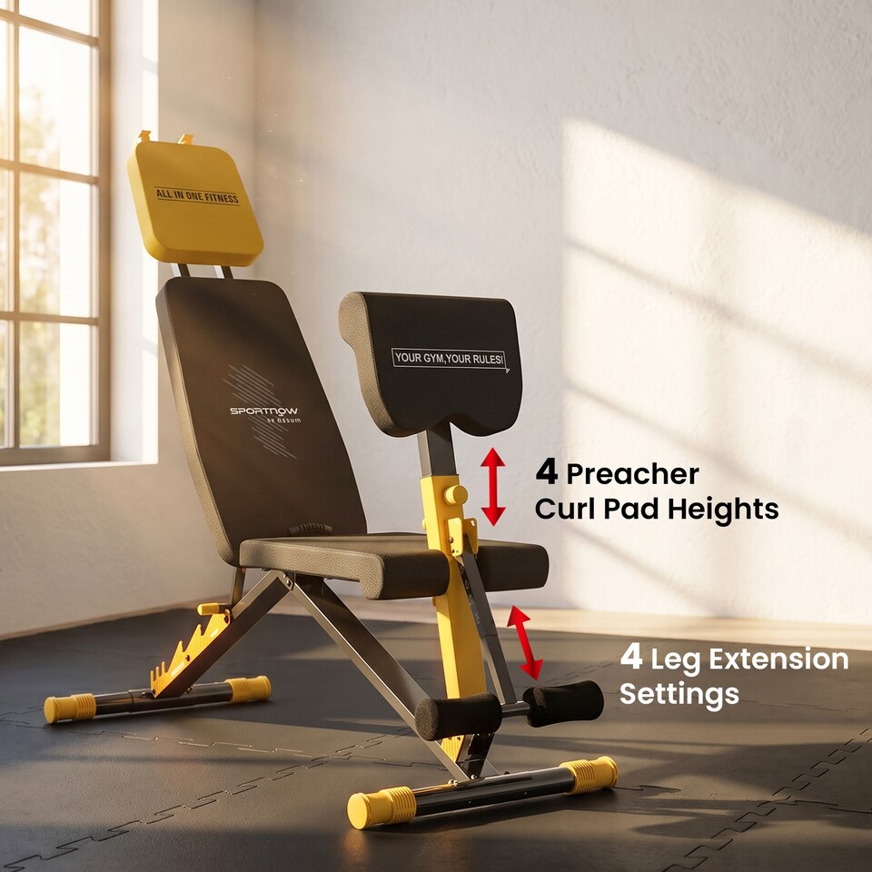image 1 of SPORTNOW Adjustable Weight Bench with 6 Backrest Positions, Leg Extension