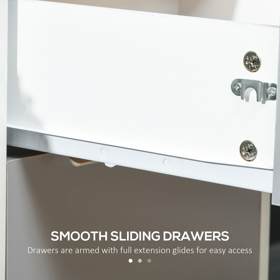 image 1 of HOMCOM 3-Drawer Lockable Filing Cabinet, File Cabinet on Wheels, Mobile Office Storage Drawers for Home Office, Bedroom and Living Room, White and Grey | White | White and Grey