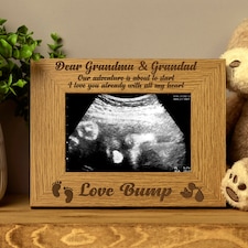 New Baby Pregnancy Scan Photo Frame Grandma And Grandad Wooden Photo Frame Gift Brown | M