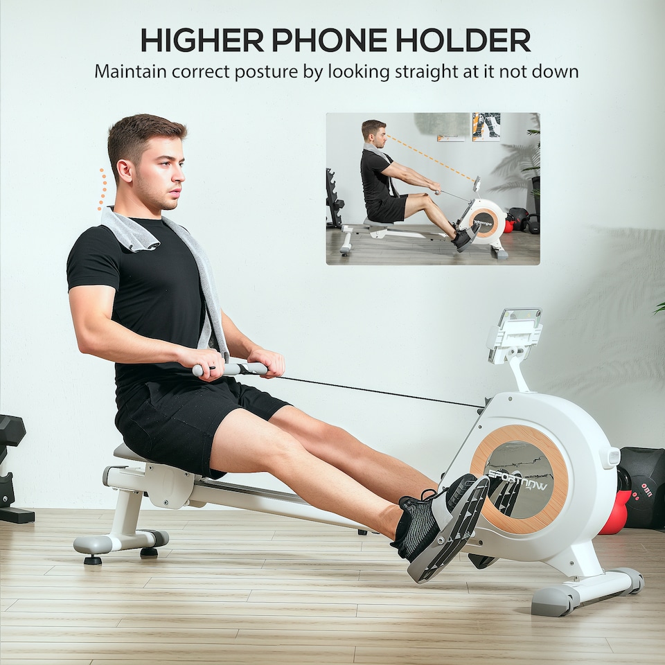 image 1 of SPORTNOW 16-Level Magnetic Rowing Machine with LCD Monitor, Black