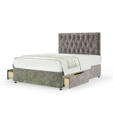 Silver Chenille 2 Drawer Divan Base and Lona Headboard Single