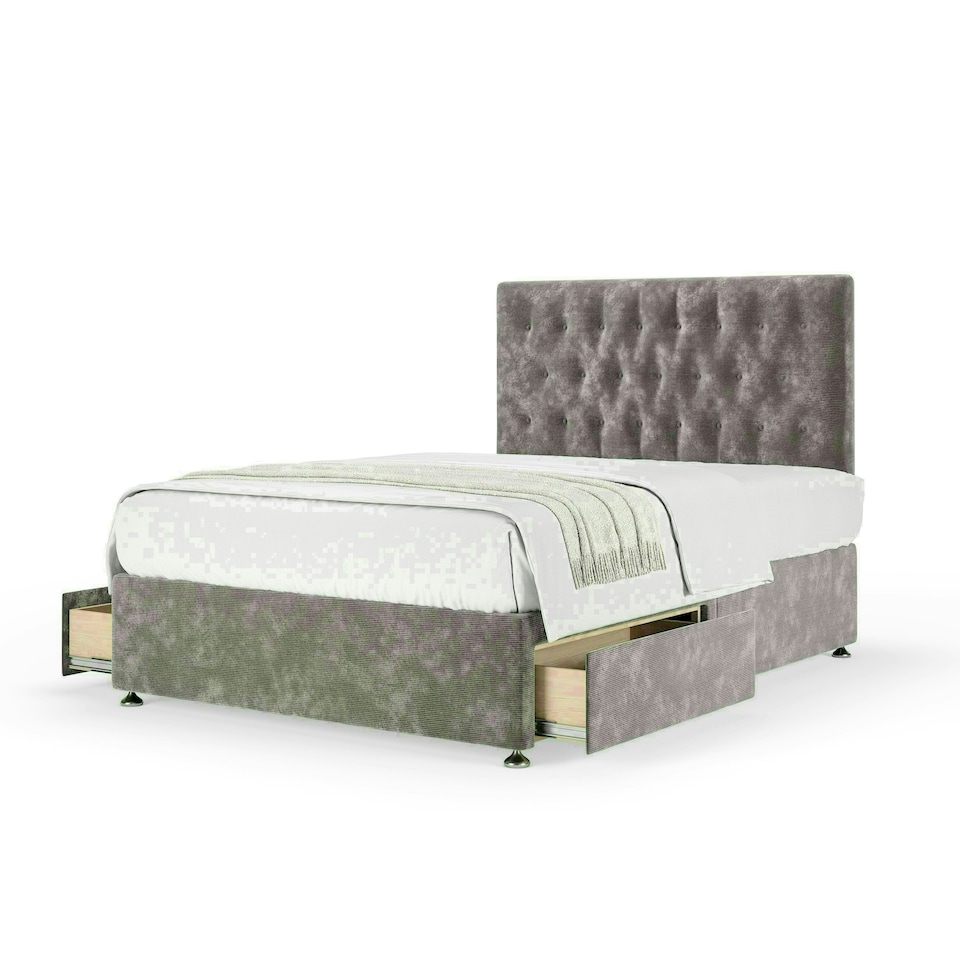 Silver Chenille 2 Drawer Divan Base and Lona Headboard Single