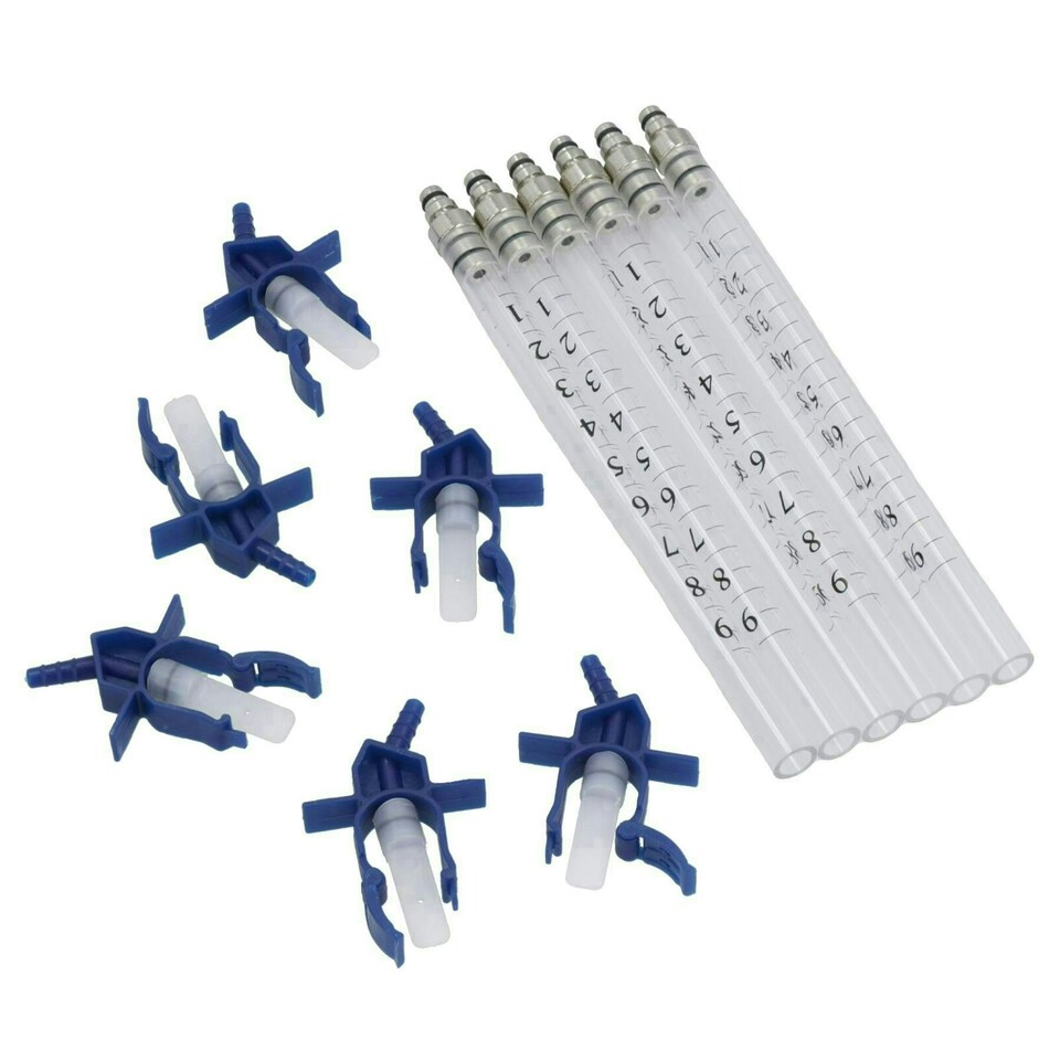 image 1 of Diesel Injector Flow Meter + Adaptors Kit For 6 Cylinder Common Rail Leak Tester