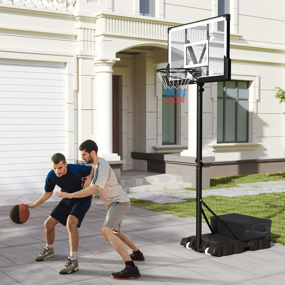image 1 of COSTWAY Basketball Hoop 4.1-10 FT Adjustable Backboard System Black | Standard