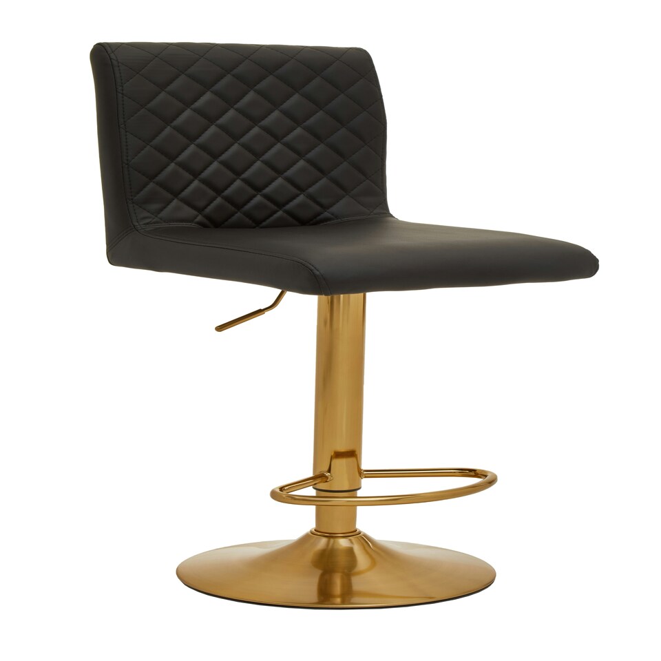 image 1 of Interiors by Premier Baina Black And Gold Bar Stool With Round Base