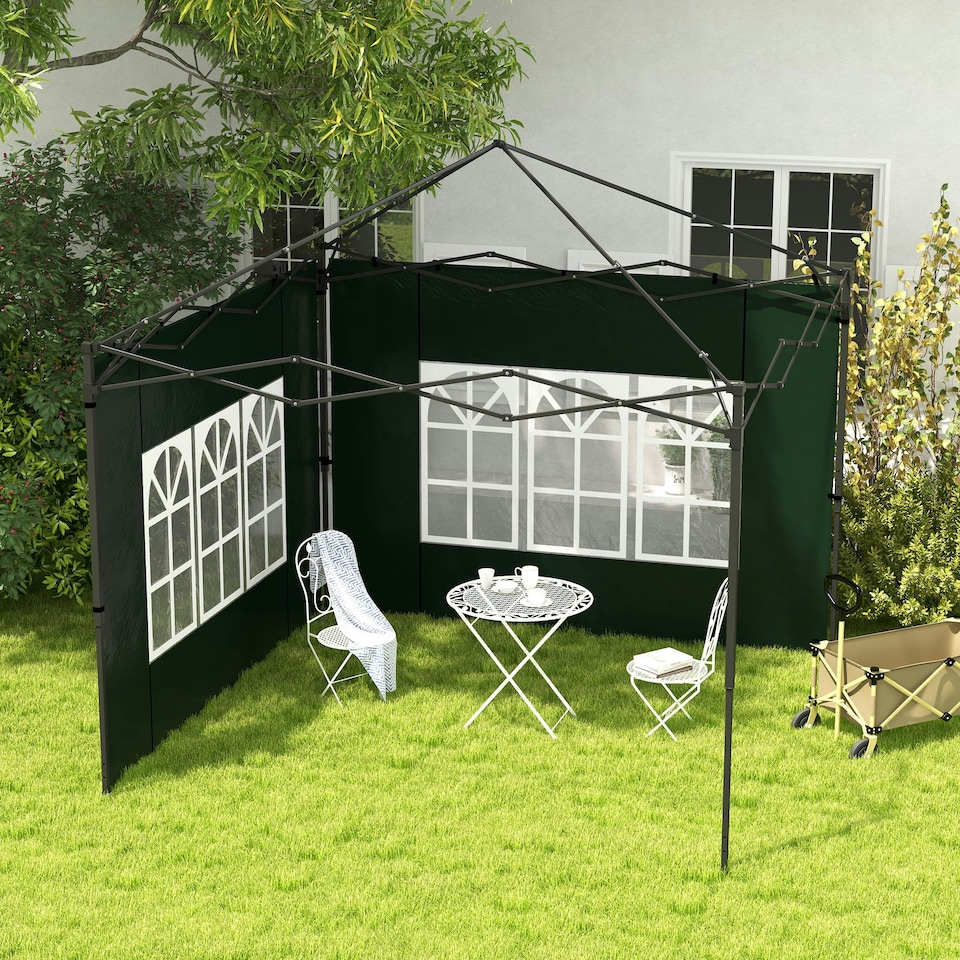 image 1 of Outsunny Gazebo Side Panels for 3x3(m) or 3x6m Gazebo Canopy, 2 Pack, White
