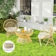 image 2 of Outsunny Outdoor Seat Cushions Set of 2, Tufted Round Chair Pads | White | Beige | 1