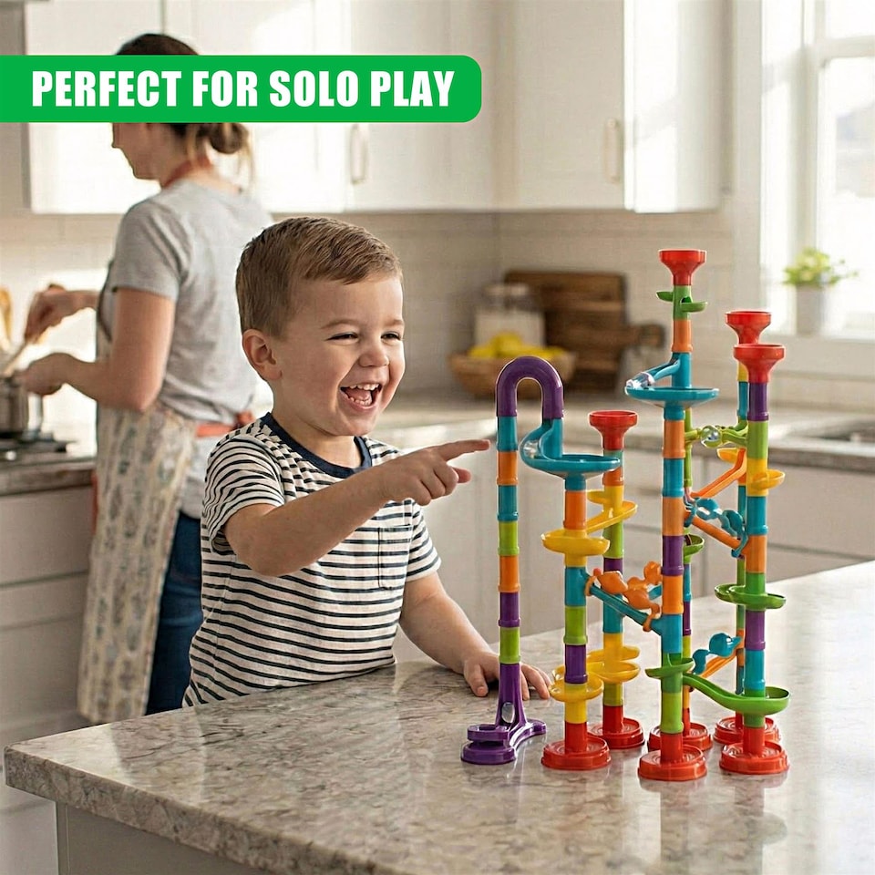 image 1 of The Magic Toy Shop Marble Run Game Toy Set 113 Piece 3D Educational STEM Building Kit