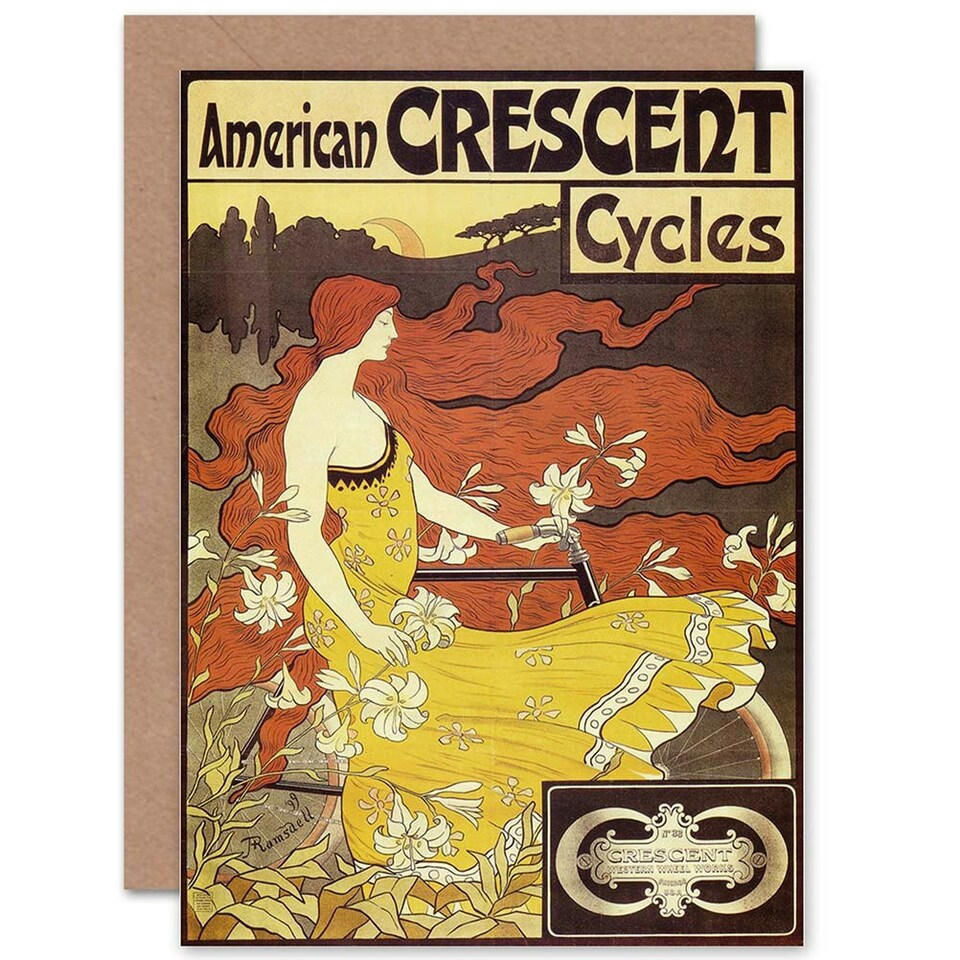image 1 of Alphonse Mucha American Crescent Cycles Mucha Bump Art Card