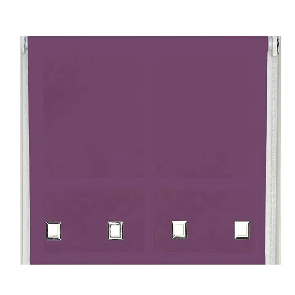 image 1 of 100cm Aubergine Square Eyelet Edge Roller Blind Purple | Purple