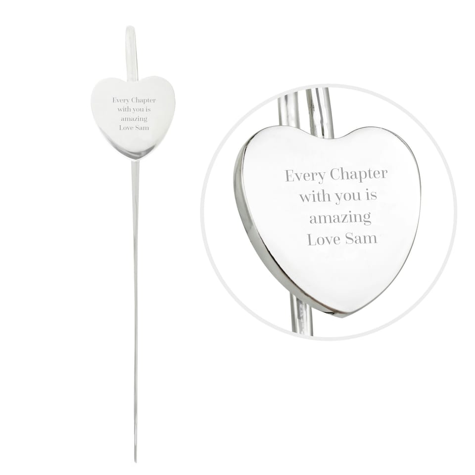 image 1 of Personalised Engraved Silver Heart Bookmark