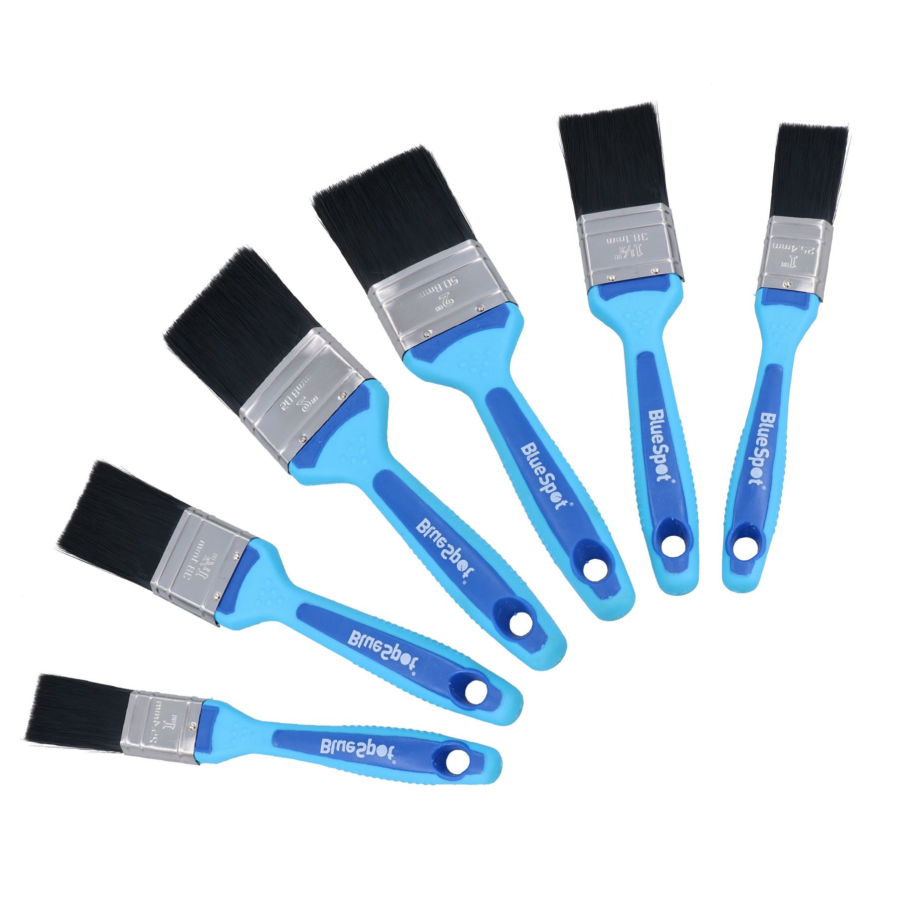 6 x Synthetic Paint Brush Painting + Decorating Brushes Rubber Grip Handle 1â â 2â