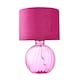 image 1 of Contemporary Light Pink Ribbed Glass Table Lamp with Soft Velvet Fabric Shade | Pink