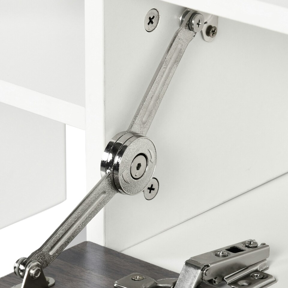 image 1 of TV Unit Cabinet for TVs up to 65 Inches w/ Wall Shelf and Storage Cabinet | White | 1