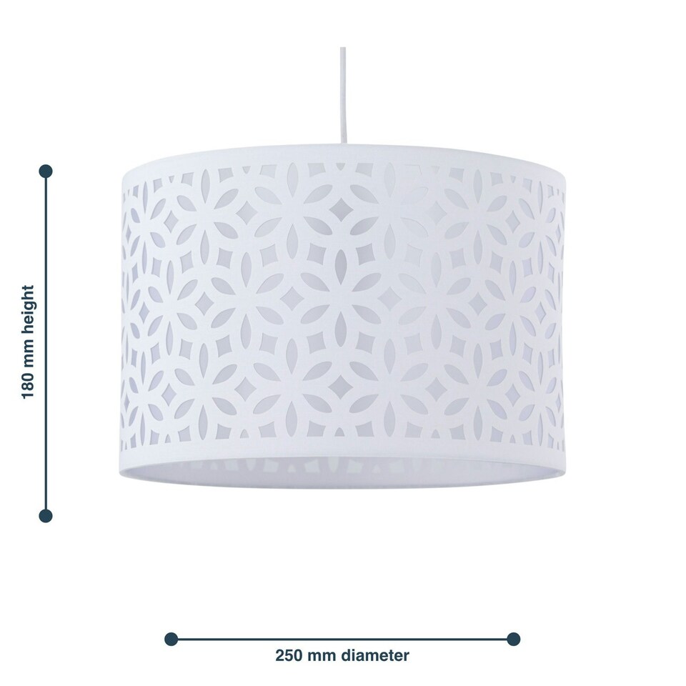 image 1 of First Choice Lighting Set of 2 White Laser Cut 25cm Pendant Lightshades White