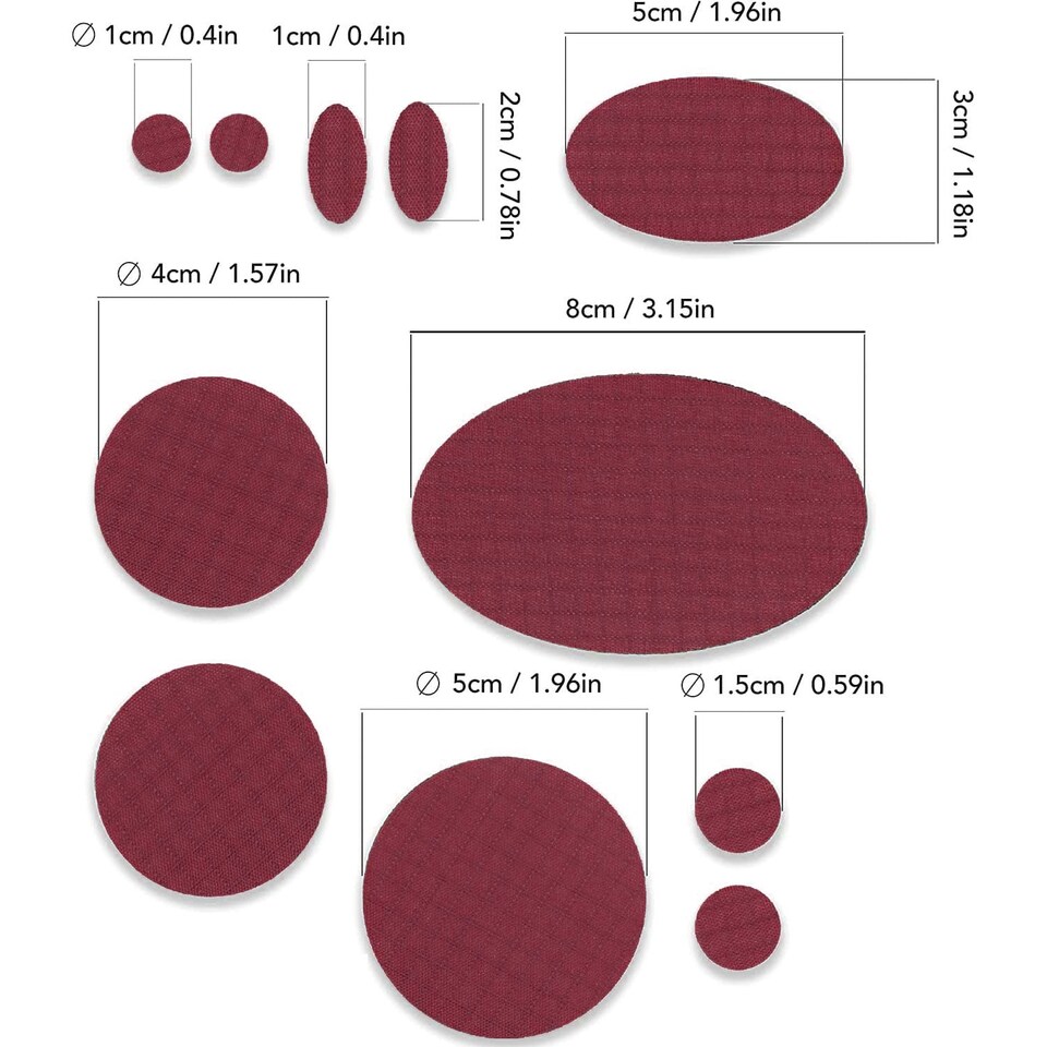 image 1 of aZengear Repair Patches for Jackets, Tent, Shoe, Gear - Waterproof, Self-Adhesive, Tear-Cold-Heat-Resistant (11 Pieces, Burgundy)