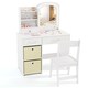 image 1 of COSTWAY Kids Vanity Set Princess Makeup Desk and Chair White