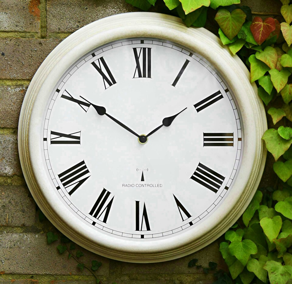 image 1 of Primrose Outdoor Garden Wall Clock Perfect Time Radio Controlled 38cm Diameter
