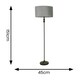 image 2 of ValueLights Maggie Black Metal Candlestick Floor Lamp with Grey Velvet Lamp Shade and LED Bulb