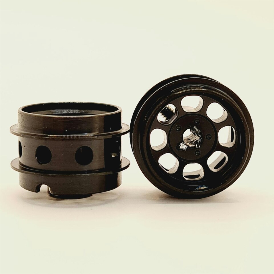 Staffs Slot Cars Classic Alloy Wheels Black Air Rim Deep Dish 15.8 x 10mm x 2 Staffs 169