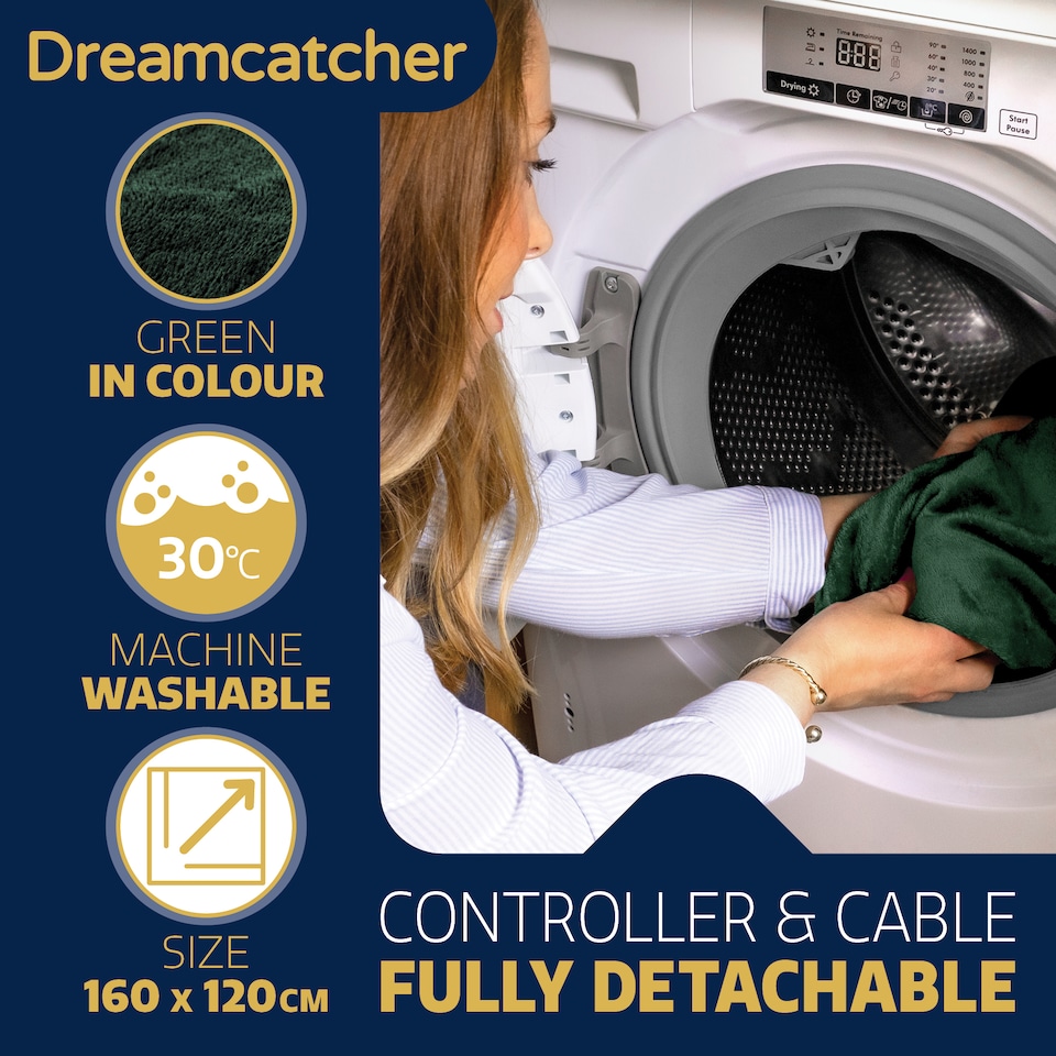 image 1 of Dreamcatcher Green Soft Microfleece & Sherpa Electric Blanket Heated Throw 160x120cm | Green | Green | One Size | 1