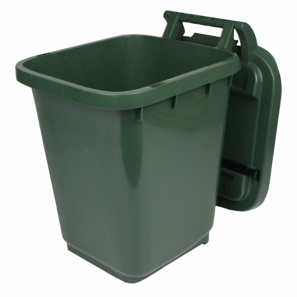 image 1 of Kerbside Compost Caddy with Locking Lid - Green - for Food Waste Recycling (23 Litre) - Plastic Bin with Composting Guide