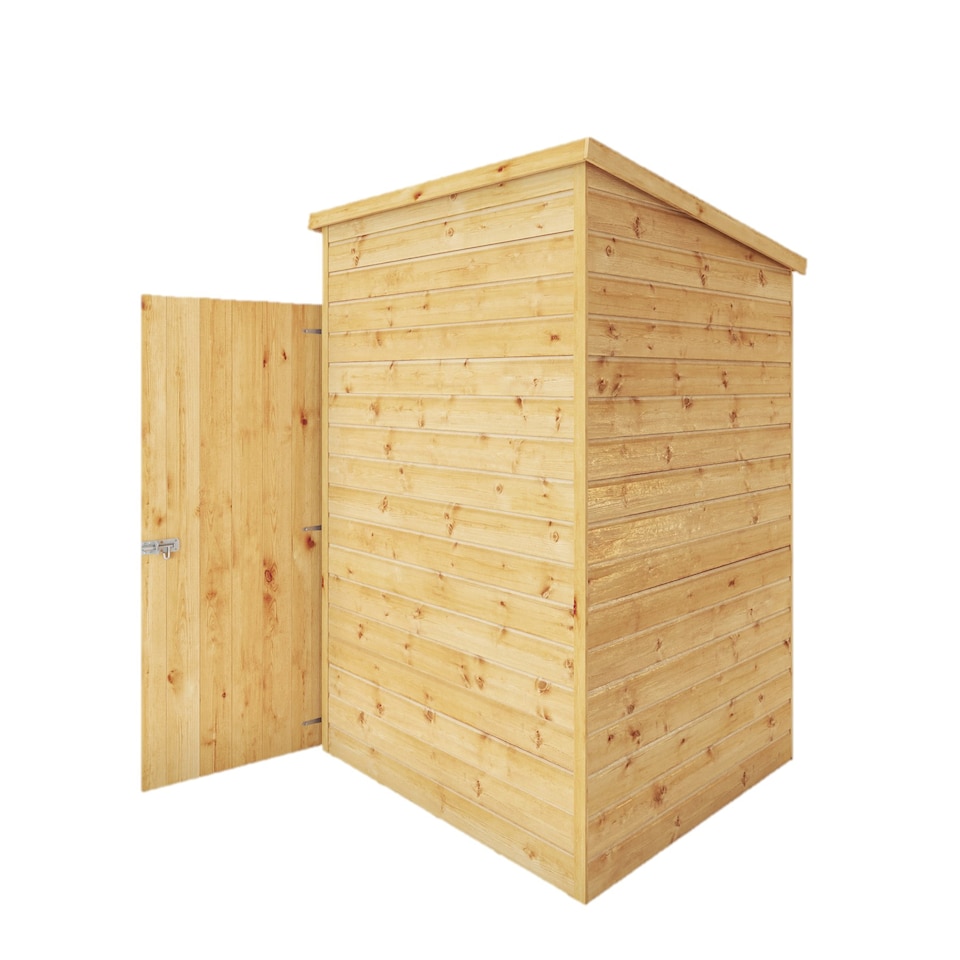 image 1 of 4 x 4 Modular Garden Shed Wooden Shiplap Pent Tongue and Groove Storage Brown