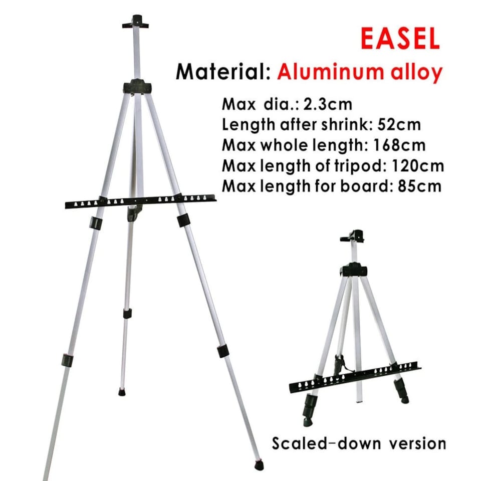 image 1 of 168cm Silver Portable Adjustable Aluminum Alloy Painting Stand Display Tripod Easel