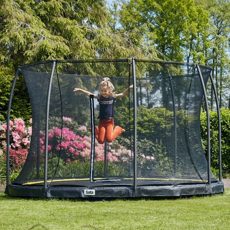 image 1 of 14ft Salta Black Comfort Edition InGround Round Trampoline with Enclosure