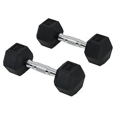 HOMCOM Hexagonal Dumbbells Kit Weight Lifting Exercise for Home Fitness 2x5kg