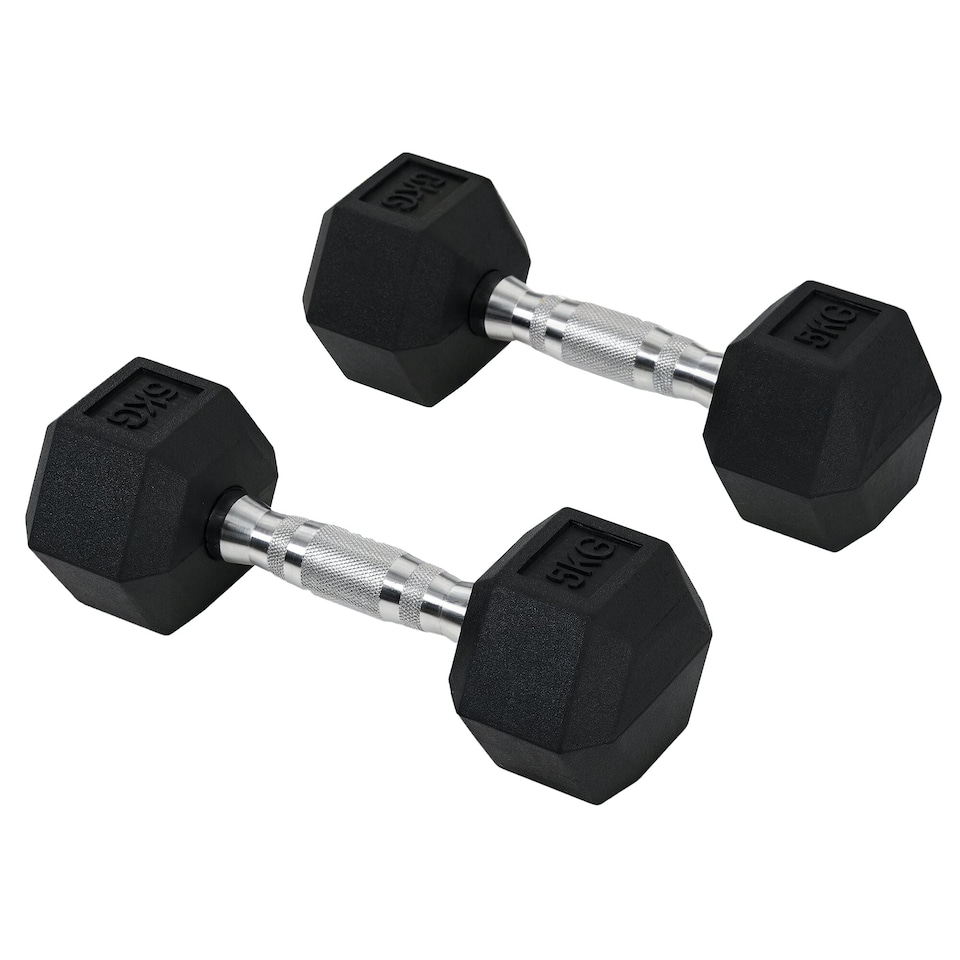 image 1 of HOMCOM Hexagonal Dumbbells Kit Weight Lifting Exercise for Home Fitness 2x5kg