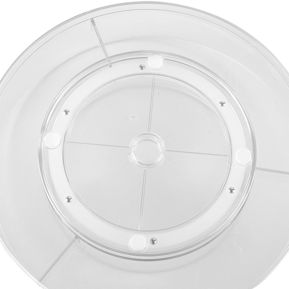 image 1 of Living and Home Circular Transparent Makeup Storage Carousel with Brush Holder for Desktop