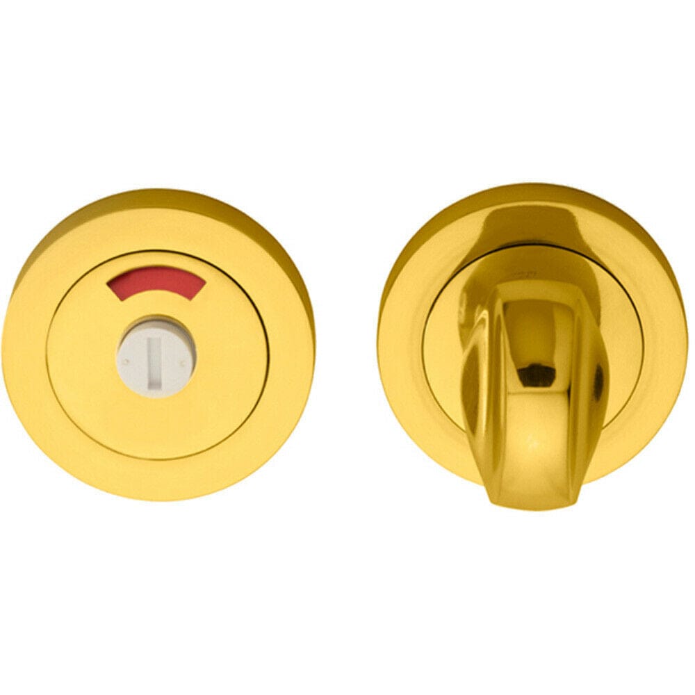 Loops Thumbturn Lock & Release Handle With Indicator 50mm Dia Polished Brass in Metallics