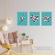 image 3 of Set of 3 Purple Leopard Pattern Heart Lightning Star Turquoise Wall Art Print A4