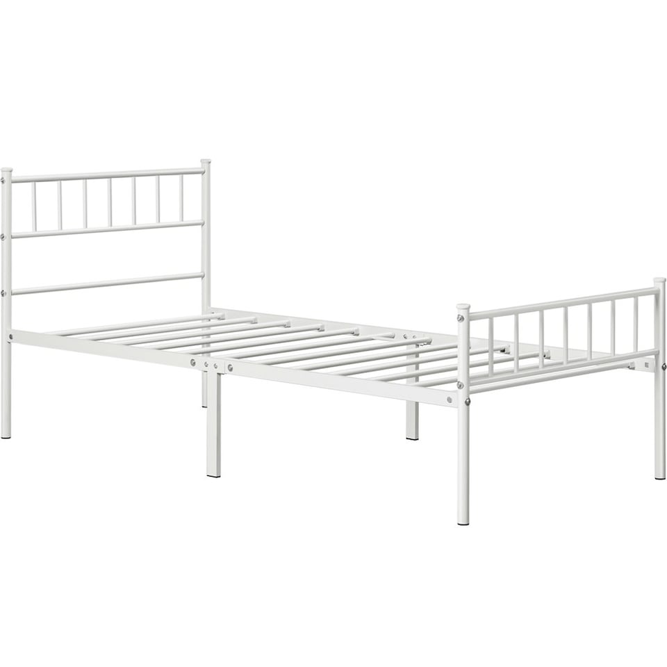 image 1 of Yaheetech 3ft Single Metal Bed Frame with Slatted Headboard White