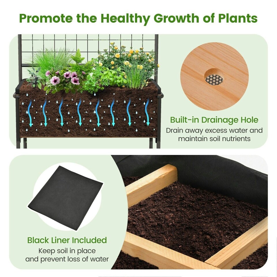 image 1 of COSTWAY Raised Garden Bed Planter Box with 2-tier Shelves N/A
