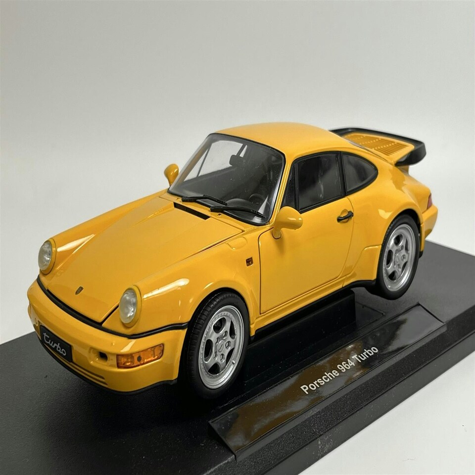 image 1 of 1989 Porsche 964 Turbo Yellow 1:18 Scale Welly 18026y
