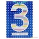 image 1 of ‘Boy Age 3 Pastel Stripes’ Birthday Card