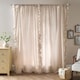 image 3 of OHS Gingham Frill Voile Net Curtain Pair Window Panels Slot Top Set | Brown | Natural | One Size