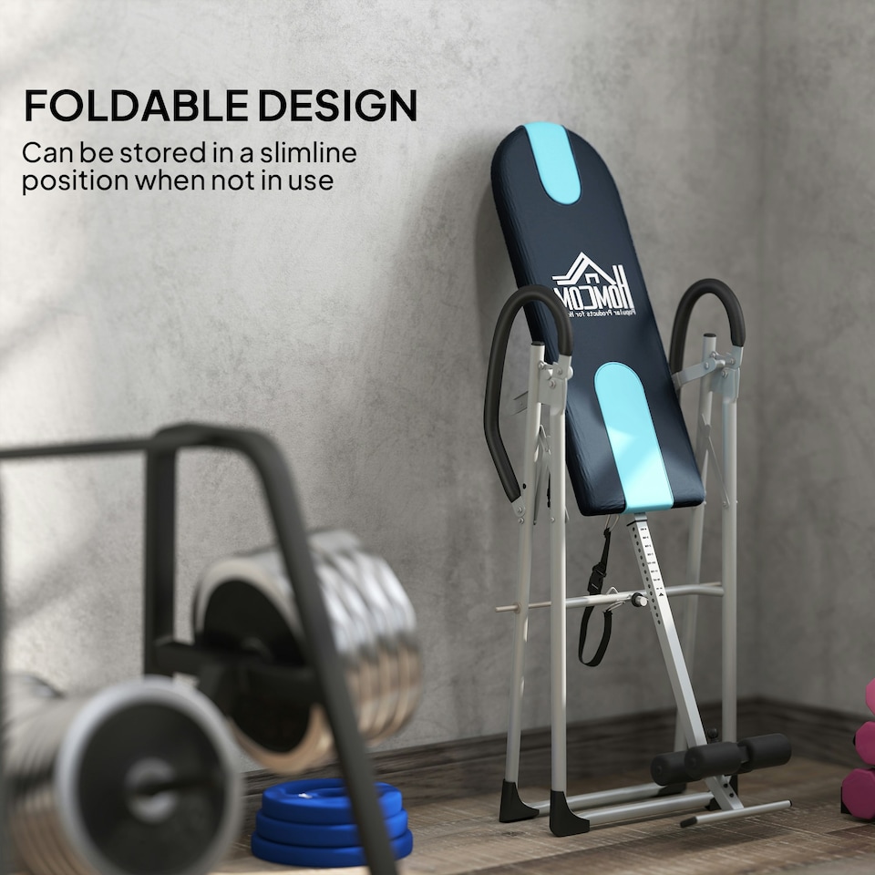 image 1 of HOMCOM Foldable Therapy Gravity Inversion Table AB Exercise Bench Home Fitness