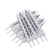 Metallic Silver Star Assortment Party Candles With Holders - Pack of 12