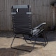 image 8 of Set of 2 Luxury Padded Multi Position Zero Gravity Garden Relaxer Chair Lounger in Grey & Black