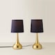 image 3 of ValueLights Teardrop Pair Gold Touch Table Lamps Navy Shade | Blue