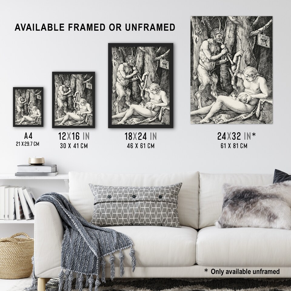 image 1 of Satyr Family Greek Mythology Albrecht Durer Wall Art Poster Print 12X16"