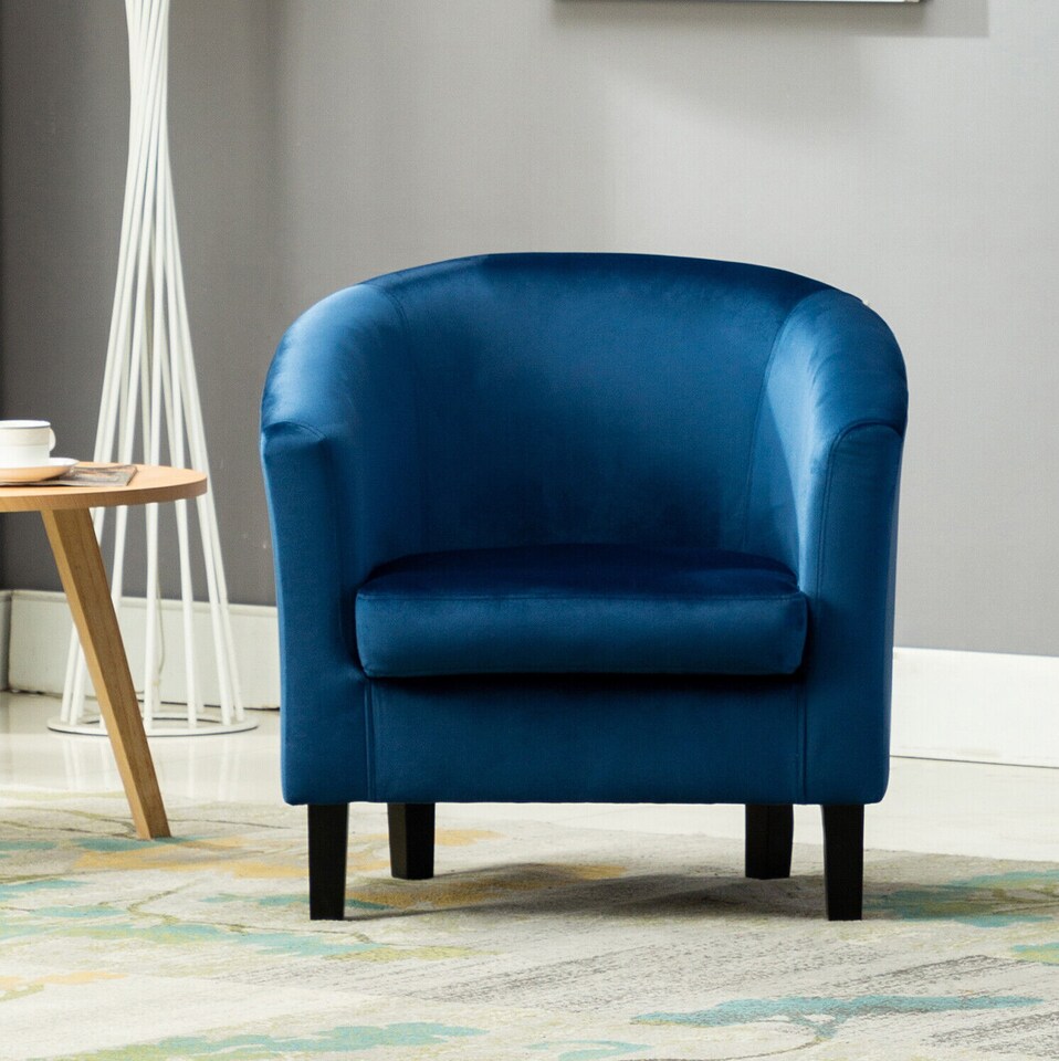 image 1 of Velvet Fabric Tub Chair Armchair Club Chair