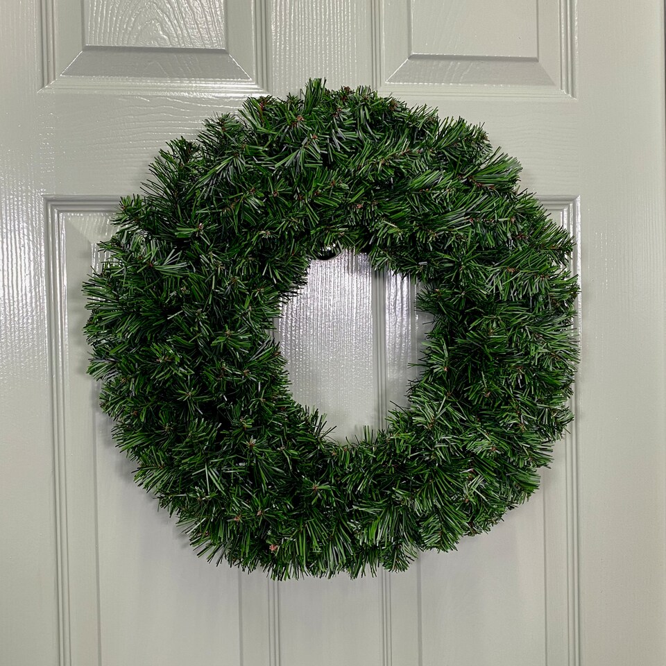 image 1 of 40cm Plain Green Canadian Pine Artificial Christmas Wreath