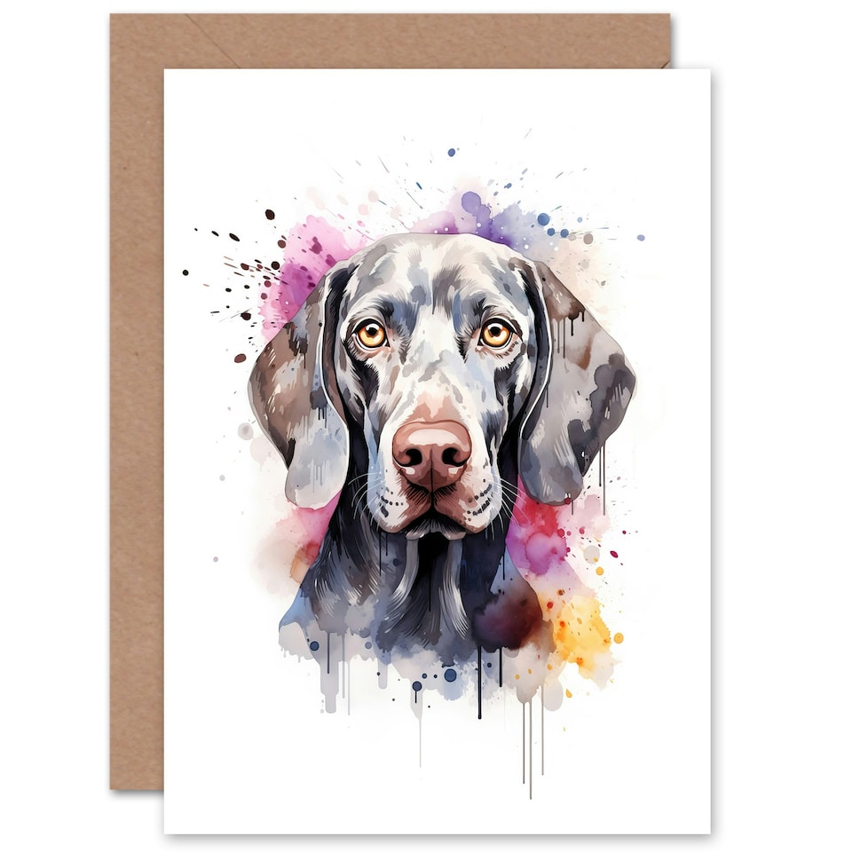image 1 of Weimaraner Lovers Gift Watercolour Pet Dog Art Card